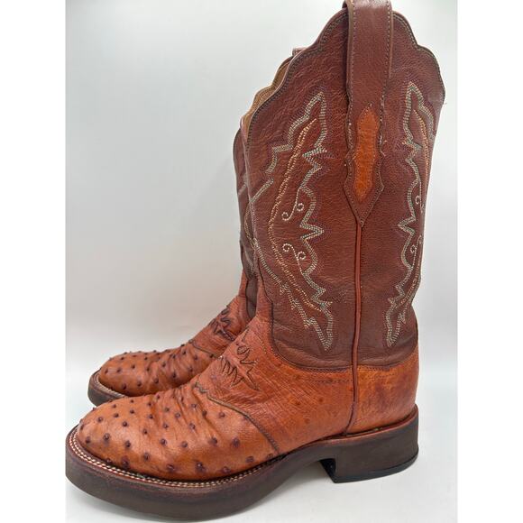 Lucchese 2000 7.5 Full Quill Ostrich Brown Women’sWestern Cowgirl Boots - Picture 2 of 13